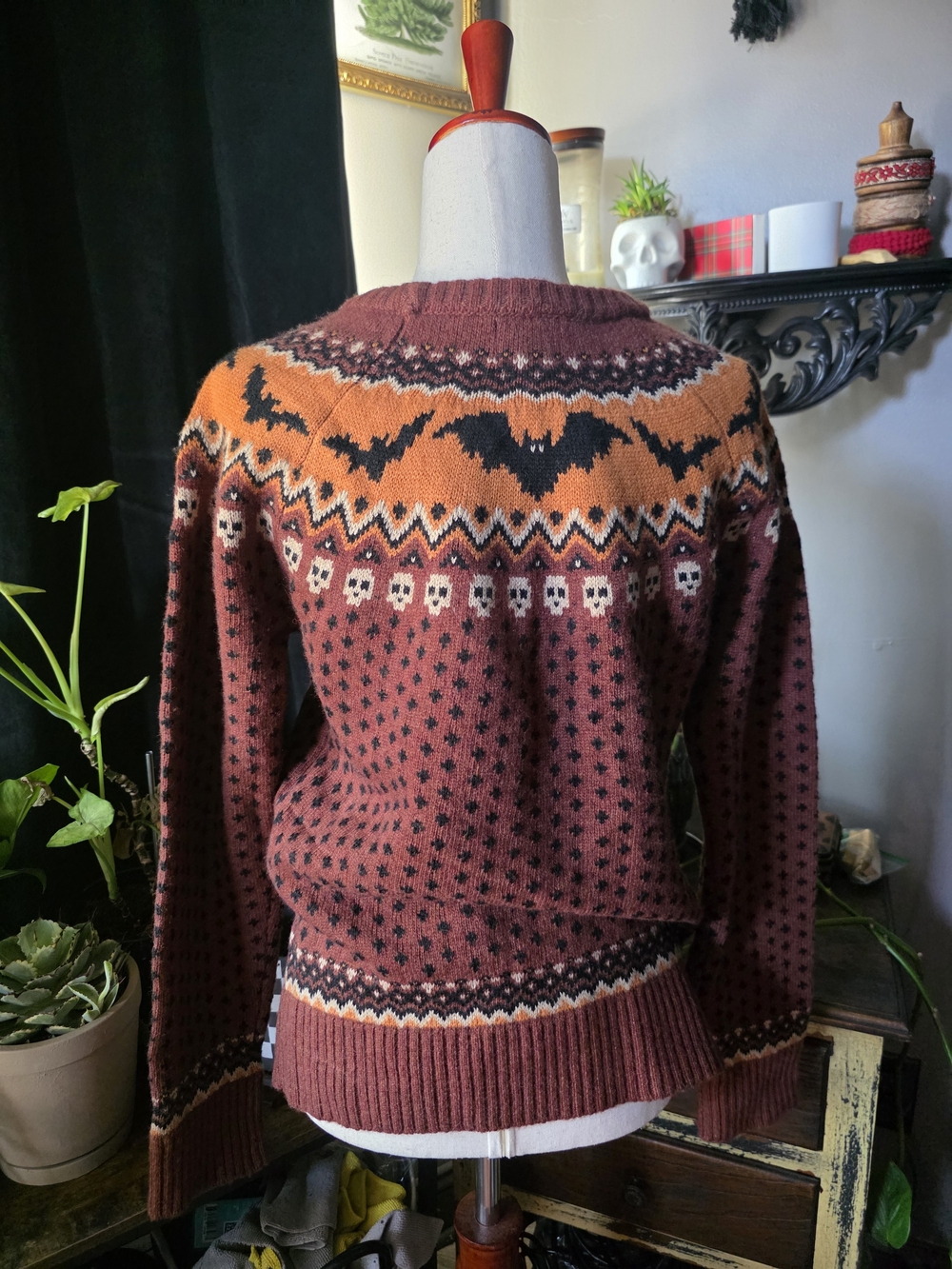 Kiel James Patrick Women's Size S Halloween Fair Isle Sweater with Bat Motif - Picture 2 of 4